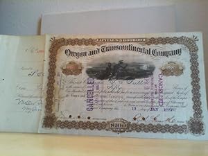 Oregon and Transcontinental Company, mit super Eisenbahn-Vignette + Indianern und Dampflok. 12. J...