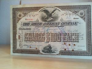 Share of the North American Company, issued 3. August 1891. 22 Shares. Rückseite beschriftet, Unt...