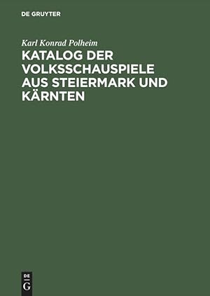Seller image for Katalog der Volksschauspiele aus Steiermark und Kaernten for sale by moluna