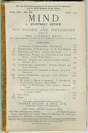 'The Identity of Indiscernibles', pp. 153-164 in MIND. A Quarterly Review of Psychology and Philo...