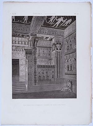 Thèbes. Memnonium. Vue Perspective Intérieure Coloriée du Temple de l'Ouest. A(ntiquités). Vol. I...