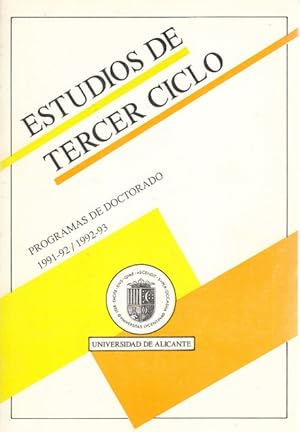 Seller image for PROGRAMAS DE DOCTORADO 1991-92/1992-93. ESTUDIOS DE TERCER CICLO for sale by Librera Vobiscum