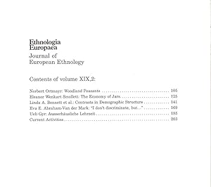 Seller image for Ethnologia Europaea. Journal of European Ethnology. XIX, 2. 1989. (apart). for sale by Brbel Hoffmann