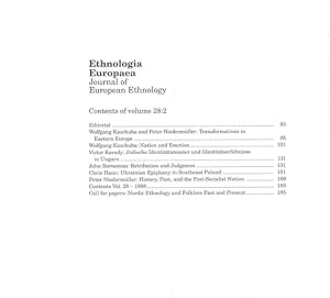 Bild des Verkufers fr Ethnologia Europaea. Journal of European Ethnology. 28, 2. 1998. (apart). zum Verkauf von Brbel Hoffmann