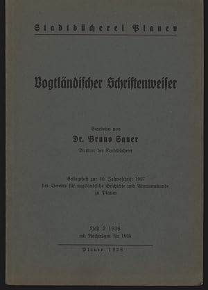 Bild des Verkufers fr Vogtlndischer Schriftweiser Heft 2 1936;Beilagenheft zur 39.Jahresschrift 1934 zum Verkauf von Antiquariat Kastanienhof