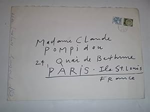 Imagen del vendedor de Autograph envelope from Jean Tinguely to Madame Claude Pompidou, 24, quai de Bthune, Paris. a la venta por Wittenborn Art Books