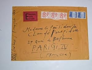 Imagen del vendedor de Autograph envelope from Jean Tinguely to Madame Claude Pompidou, 24, quai de Bthune, Paris, with paste-on with collage. a la venta por Wittenborn Art Books