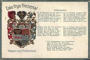 Präge Wappen Gedicht Ansichtskarte / Postkarte Ostfriesenlied, Eala frya Fresena