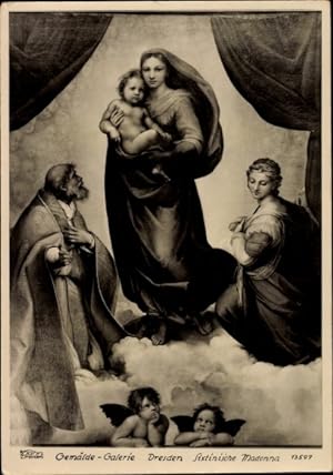 Künstler Ansichtskarte / Postkarte Raffael, Sixtinische Madonna, Gemäldegalerie Dresden - Verlag:...