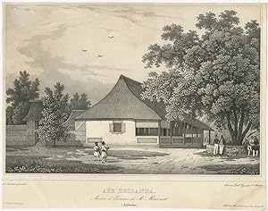 Antique Print of the House of Mr. Moorreen by Leborne (c.1850)