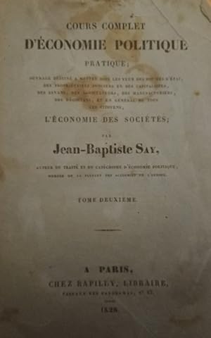 Cours complet d'économie politique pratique. Tome deuxieme.