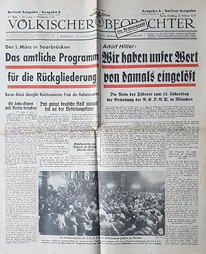 Völkischer Beobachter. 7 Ausgaben aus dem Jahr 1935. Ausgabe A / Berliner Ausgabe. Kampfblatt der...