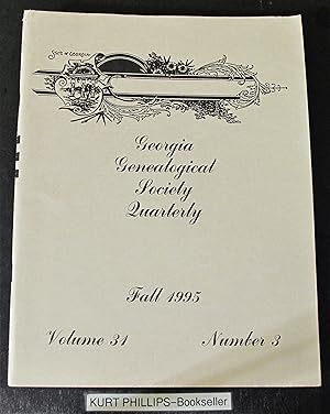 Georgia Genealogical Society Quarterly Fall 1995 Volume 31 Number 3.