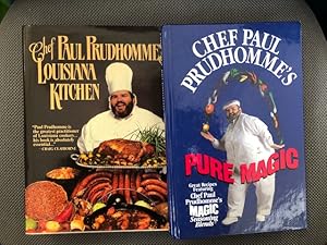 Chef Paul Prudhomme's Louisiana Kitchen & Chef Paul Prudhomme's Pure Magic (2 books) (both signed)