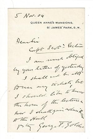 One-page autograph letter signed regarding a lecture by Robert Scott