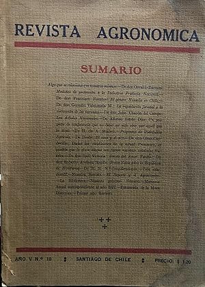 Revista Agronómica. Año V.- N°10 -Santiago de Chile, octubre de 1929. Organo del Centro de Estudi...