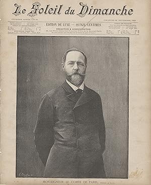 "LE SOLEIL DU DIMANCHE N°39 du 28/9/1890" MONSEIGNEUR LE COMTE DE PARIS / Gravure de H. DOCHY