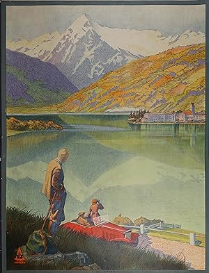 Zeller See. Farblithographie von Exax Alexander (1896-1994) u. Spitzer Oskar (1899-1971). Links u...