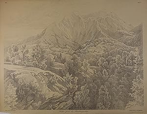 Hoher Göll bei Berchtesgaden. Lithographie von Max Schultze aus "Alpines Skizzenbuch. Ansichten a...