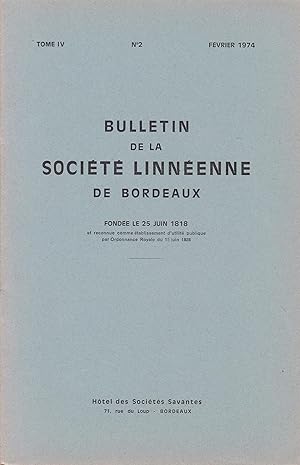 Imagen del vendedor de Bulletin de la socit linnenne de Bordeaux : Bryozoaires du bassin d'Arcachon, Evolution des techniques de cartographie des sols en vue de leur mise en valeur depuis 1940 - Tome IV, N2, fvrier 1974 a la venta por Pare Yannick