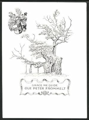 Bild des Verkufers fr Exlibris Ole Peter Frommelt, Wappen und alte Eiche zum Verkauf von Bartko-Reher