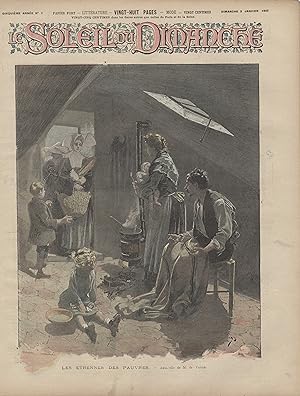 "LE SOLEIL DU DIMANCHE N°1 du 3/1/1892" LES ÉTRENNES DES PAUVRES / Aquarelle de M. de PARYS