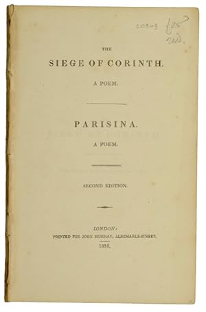 Bild des Verkufers fr The Siege of Corinth. A poem. Parisina. A poem. 2nd edn. zum Verkauf von Jarndyce, The 19th Century Booksellers