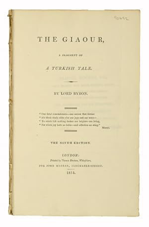 Bild des Verkufers fr The Giaour, a fragment of a Turkish tale. 9th edn. zum Verkauf von Jarndyce, The 19th Century Booksellers