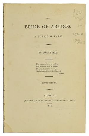 Bild des Verkufers fr The Bride of Abydos. A Turkish tale. 10th edn. zum Verkauf von Jarndyce, The 19th Century Booksellers