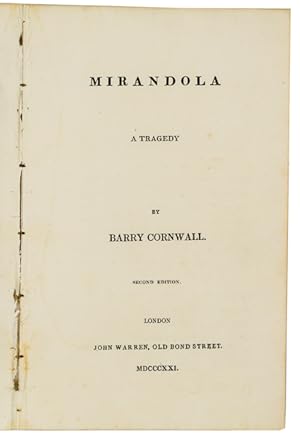 Bild des Verkufers fr Mirandola: a tragedy. zum Verkauf von Jarndyce, The 19th Century Booksellers