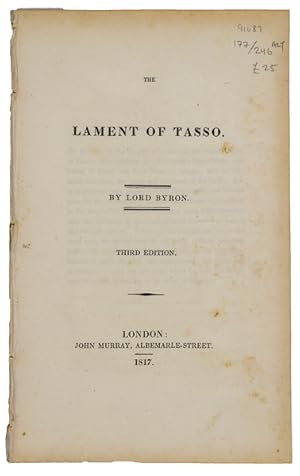 Bild des Verkufers fr The Lament of Tasso. 3rd edn. zum Verkauf von Jarndyce, The 19th Century Booksellers