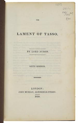 Bild des Verkufers fr The Lament of Tasso. 6th edn. zum Verkauf von Jarndyce, The 19th Century Booksellers