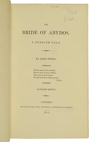Bild des Verkufers fr The Bride of Abydos. A Turkish tale. 11th edn. zum Verkauf von Jarndyce, The 19th Century Booksellers