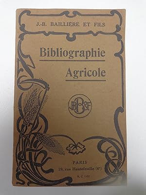 Imagen del vendedor de BIBLIOGRAPHIE AGRICOLE a la venta por La voix au chapitre