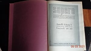 SAPERE Quindicinale Di Divulgazione Di Scienza e Arte Applicata Anno III Volume V Fascioli 49-60