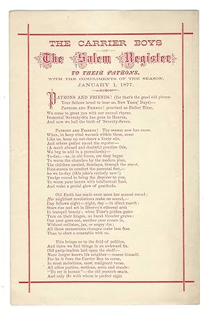 The Carrier Boys of the Salem Register to Their Patrons, with the Compliments of the Season [Janu...