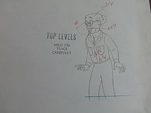 Tintin Original Animation Drawing of Professor Caclulus (Professeur Tournesol) - 1959