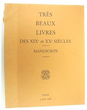 Bild des Verkufers fr TRES Beaux Livres Des XIX Et XX SIECLES Manuscrits zum Verkauf von PsychoBabel & Skoob Books