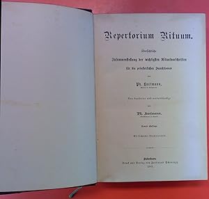 Bild des Verkufers fr Repertorium Ritum. bersichtliche Zusammenstellung der wichtigsten Ritualvorschriften fr die priesterlichen Funktionen. NEUNTE AUFLAGE zum Verkauf von biblion2