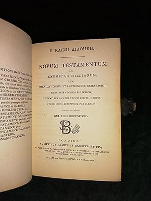 Seller image for H ????? ???T???, Novum Testamentum [New Testament in Greek], Ad Exemplar Millianum, cum Emendationibus et Lectionibus Griesbachii, . Studio et Labore Guliemi Greenfield. for sale by Crouch Rare Books