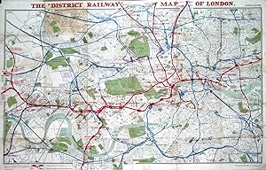 THE DISTRICT RAILWAY MAP OF LONDON. The District Railway, connecting with Bakerloo, Piccadilly,...
