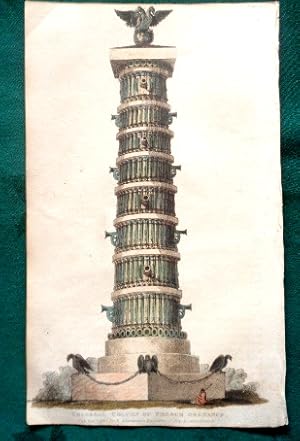 Colossal Column of French Ordnance to be erected in Moscow [Moskwa]. 1813. Hand coloured aquatint.