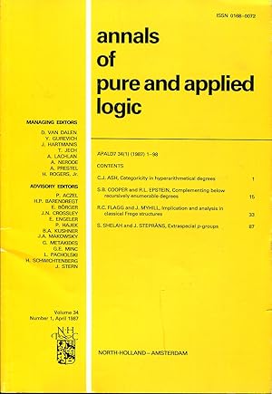 Imagen del vendedor de Annals of pure and applied logic. Volume 34, Number 1, April 1987 a la venta por Sylvain Par