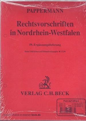 Seller image for Rechtsvorschriften in Nordrhein-Westfalen; 59. Ergnzungslieferung; Rund 248 Seiten auf Dnndruckpapier for sale by Bcherhandel-im-Netz/Versandantiquariat