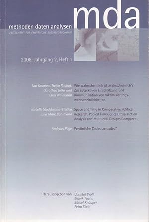 Bild des Verkufers fr mda methoden daten analysen; Zeitschrift fr empirische Sozialforschung; 2008, Jahrgang 2, Heft 1 zum Verkauf von Bcherhandel-im-Netz/Versandantiquariat