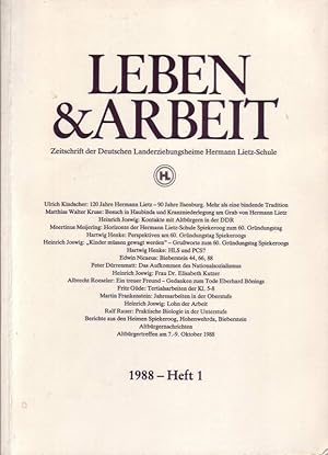 Seller image for Leben & Arbeit; Zeitschrift der Deutschen Landerziehungsheime Hermann Lietz-Schule; 1988 Heft 1 for sale by Bcherhandel-im-Netz/Versandantiquariat