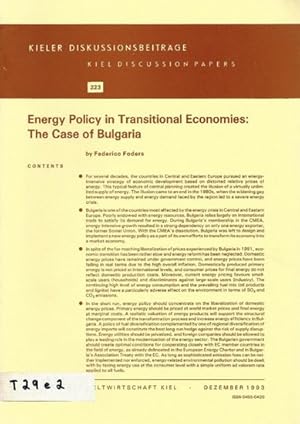 Seller image for Energy Policy in Transitional Economies: The Case of Bulgaria; Kieler Diskussionsbeitrge Nr. 223 for sale by Bcherhandel-im-Netz/Versandantiquariat