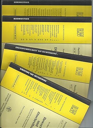 Image du vendeur pour 4 x Schriftenreihe Rechtsarchiv der Wirtschaft RdW, Gruppe Steuerrecht; Heft 20 Die Ordnungsmigkeit der Buchfhrung / Heft 27 Bewertung und Abschreibung / Heft 34 Die Gewerbesteuer / Heft 166Die Umsatzsteuer - Mehrwertsteuer = Insgesamt 4 Hefte mis en vente par Bcherhandel-im-Netz/Versandantiquariat