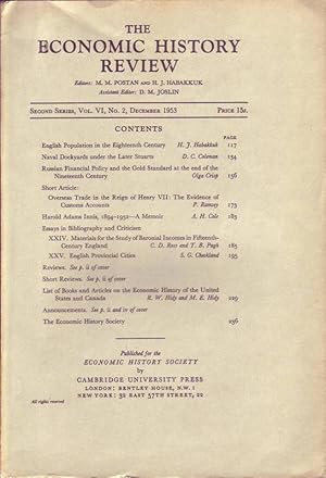 Bild des Verkufers fr The Economic History Review; Second Series, Vol. VI, No. 2, December 1953 zum Verkauf von Bcherhandel-im-Netz/Versandantiquariat