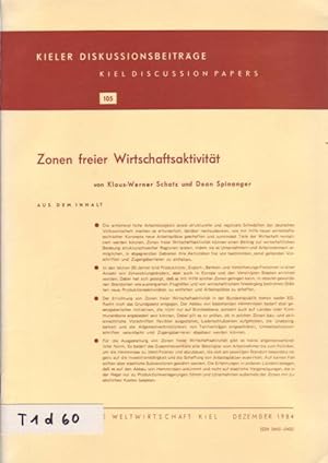 Immagine del venditore per Zonen freier Wirtschaftsaktivittl; Kieler Diskussionsbeitrge Nr. 105 venduto da Bcherhandel-im-Netz/Versandantiquariat